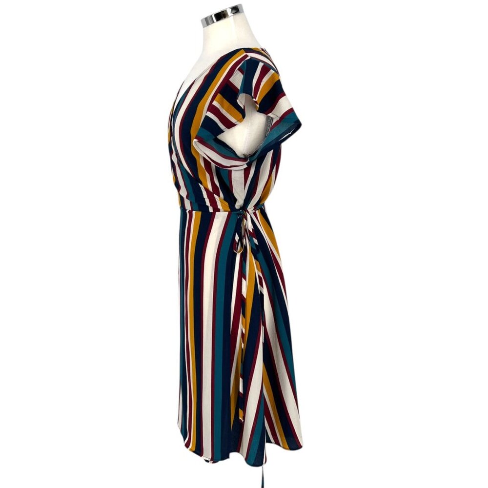 Superfoxx Striped Wrap Flutter Sleeve Midi Dress … - image 6